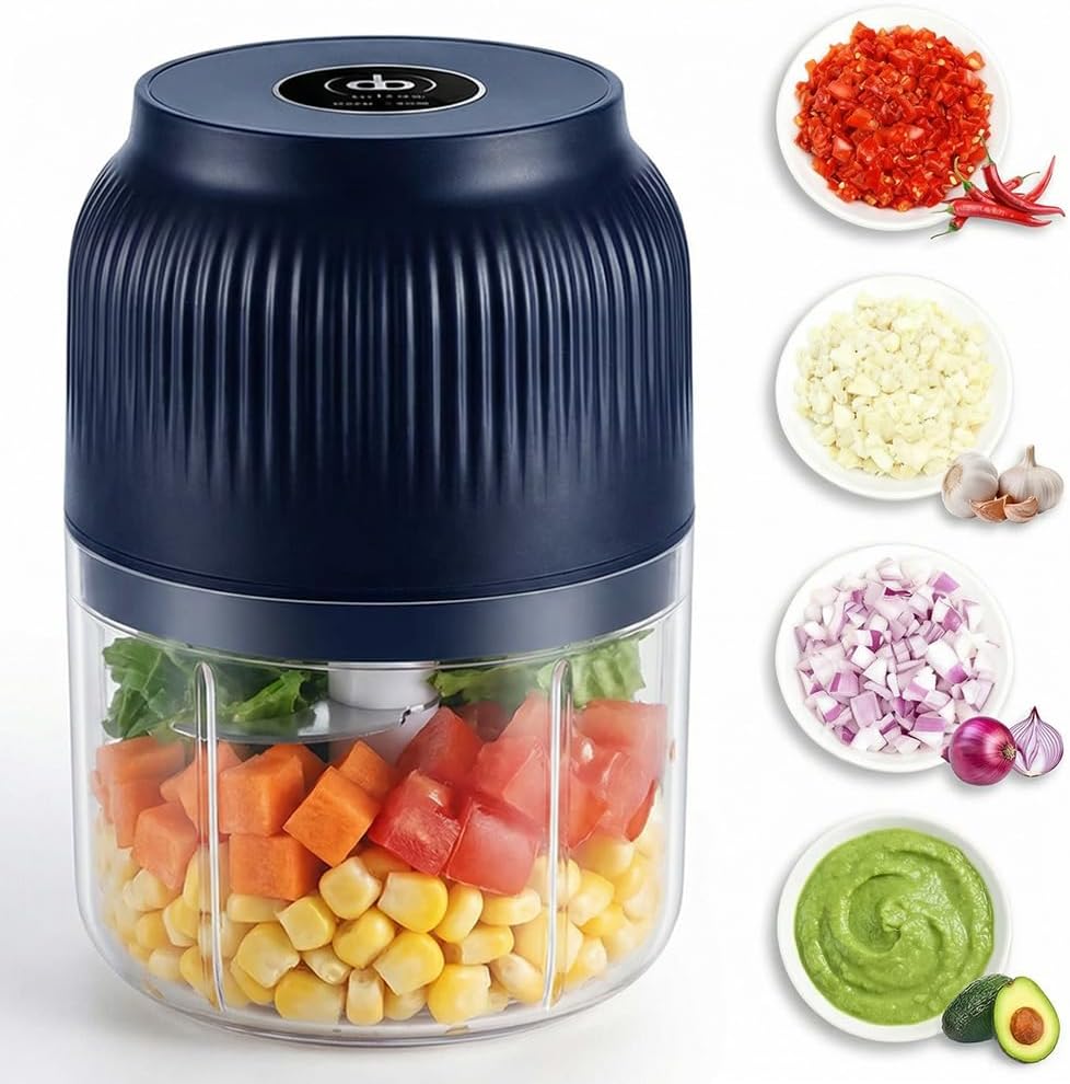 Grain Mill Grinder - Electric Garlic Chopper, Mini Portable Veggie